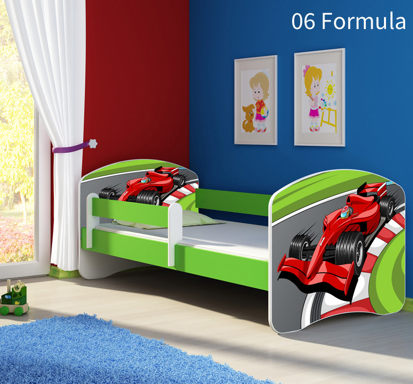 Dječji krevet ACMA s motivom, bočna zelena 180x80 cm 06 Formula 1