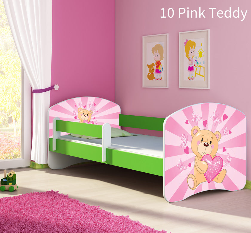 Dječji krevet ACMA s motivom, bočna zelena 180x80 cm 10 Pink Teddy Bear
