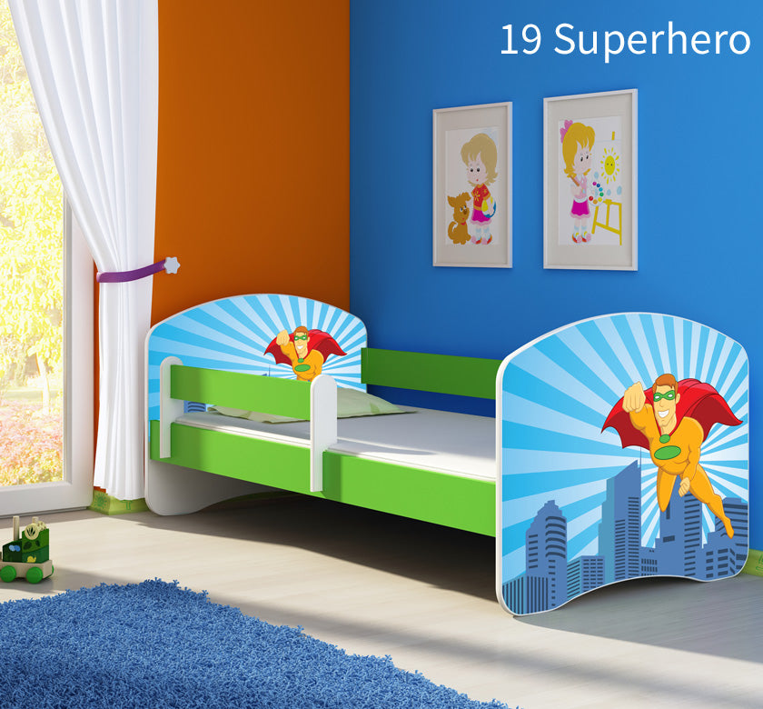 Dječji krevet ACMA s motivom, bočna zelena 180x80 cm 19 Superhero