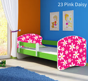 Dječji krevet ACMA s motivom, bočna zelena 180x80 cm 23 Pink Daisy