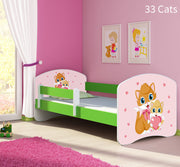 Dječji krevet ACMA s motivom, bočna zelena 180x80 cm 33 Cats