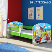Dječji krevet ACMA s motivom, bočna zelena 160x80 cm 36 Vatrogasci