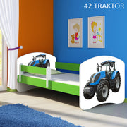 Dječji krevet ACMA s motivom, bočna zelena 180x80 cm 42 Traktor