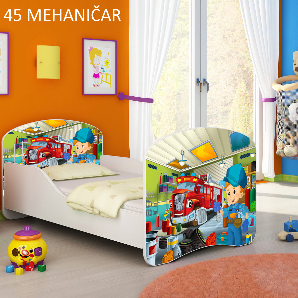 Dječji krevet ACMA s motivom 140x70 cm 45 Mehaničar
