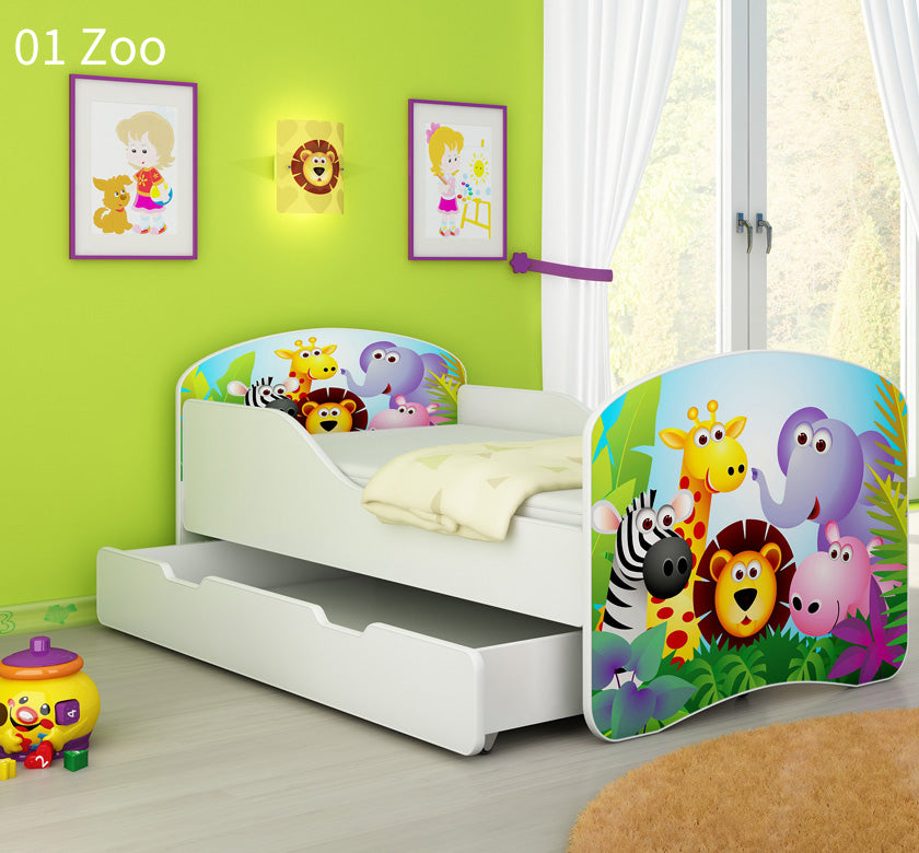 Dječji krevet ACMA s motivom + ladica 180x80 cm 01 Zoo
