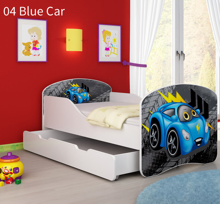 Dječji krevet ACMA s motivom + ladica 140x70 cm 04 Blue Car