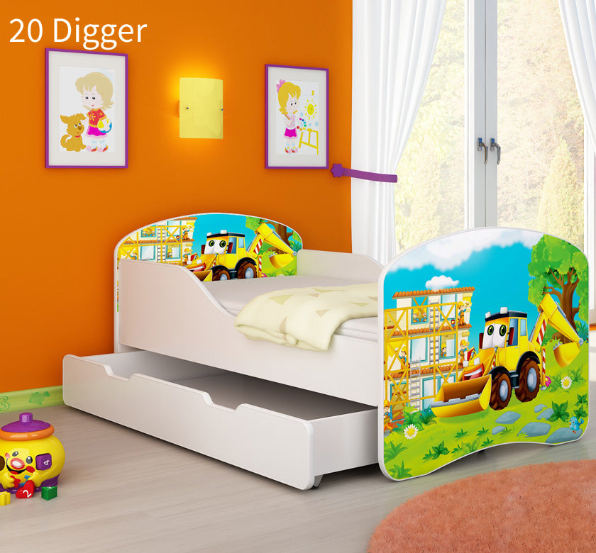 Dječji krevet ACMA s motivom + ladica 180x80 cm 20 Digger