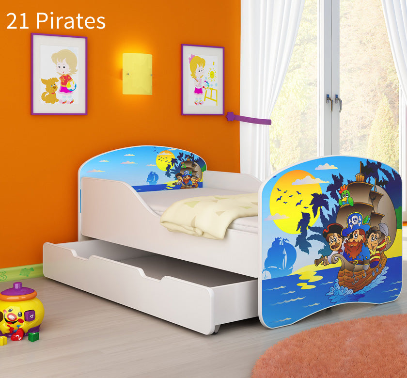 Dječji krevet ACMA s motivom + ladica 140x70 cm 21 Pirates