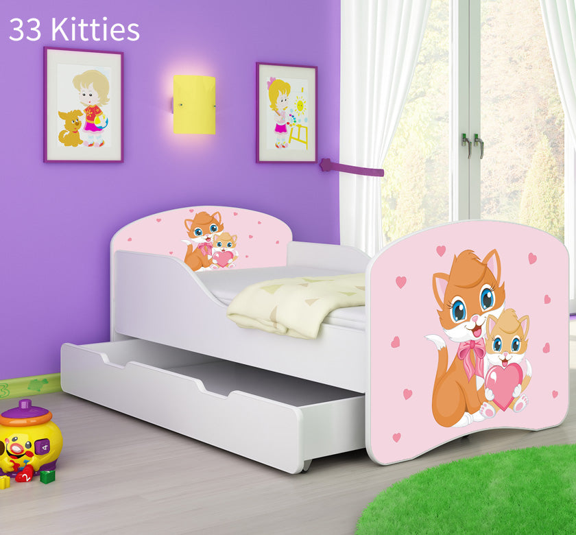 Dječji krevet ACMA s motivom + ladica 160x80 cm 33 Cats