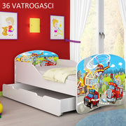 Dječji krevet ACMA s motivom + ladica 140x70 cm 36 Vatrogasci