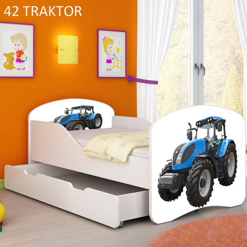 Dječji krevet ACMA s motivom + ladica 160x80 cm 42 Traktor