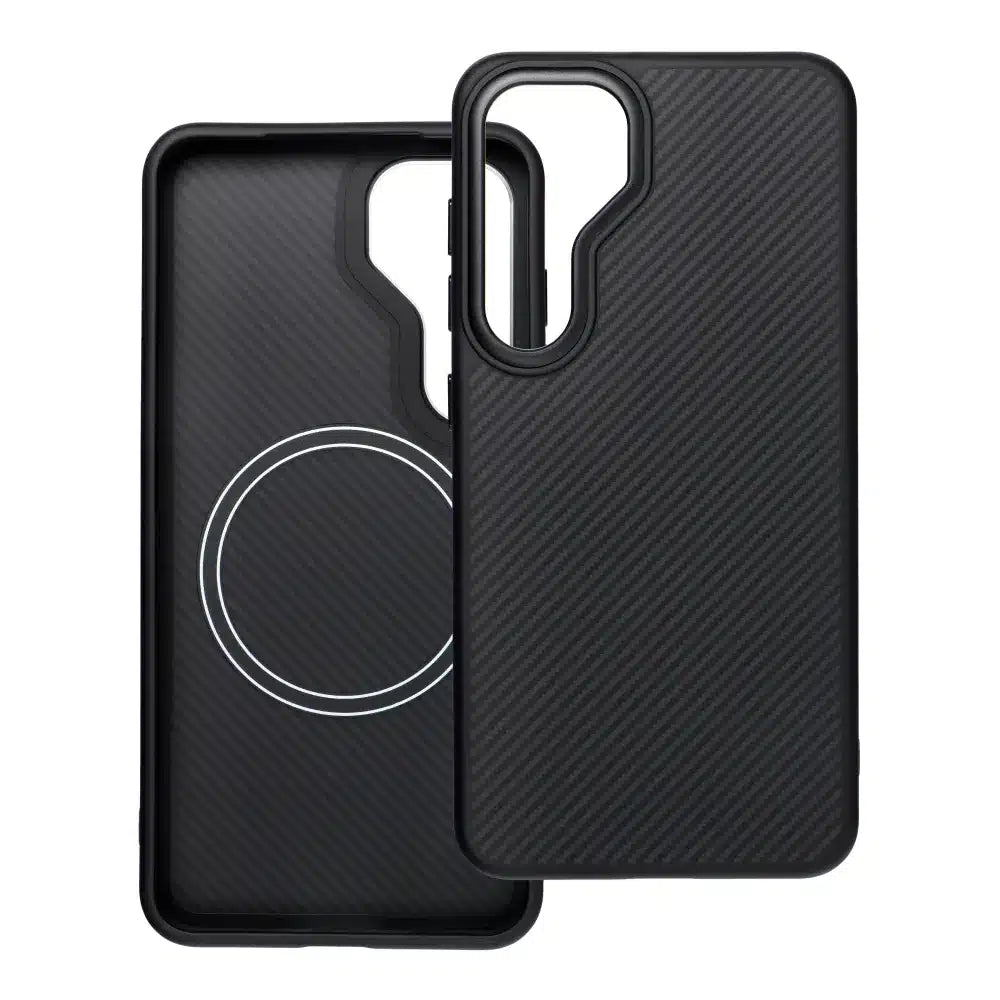 Karbonová elitní maska na Mag Cover kompatibilní s MagSafe pro Samsung Galaxy S25 Plus černá