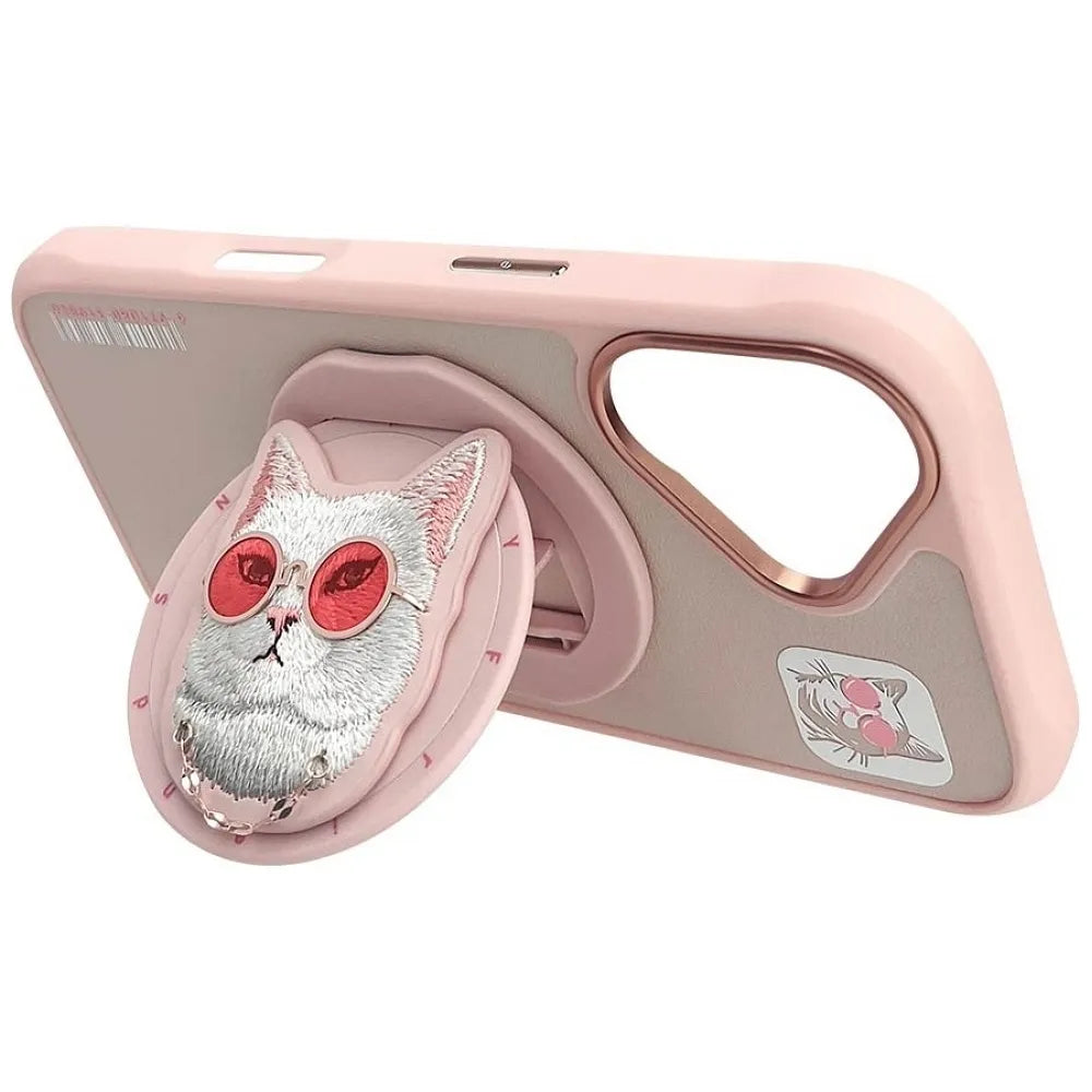 NIMMY GLASSES COOL CAT MagSafe kompatibilní pouzdro pro iPhone 16 růžové
