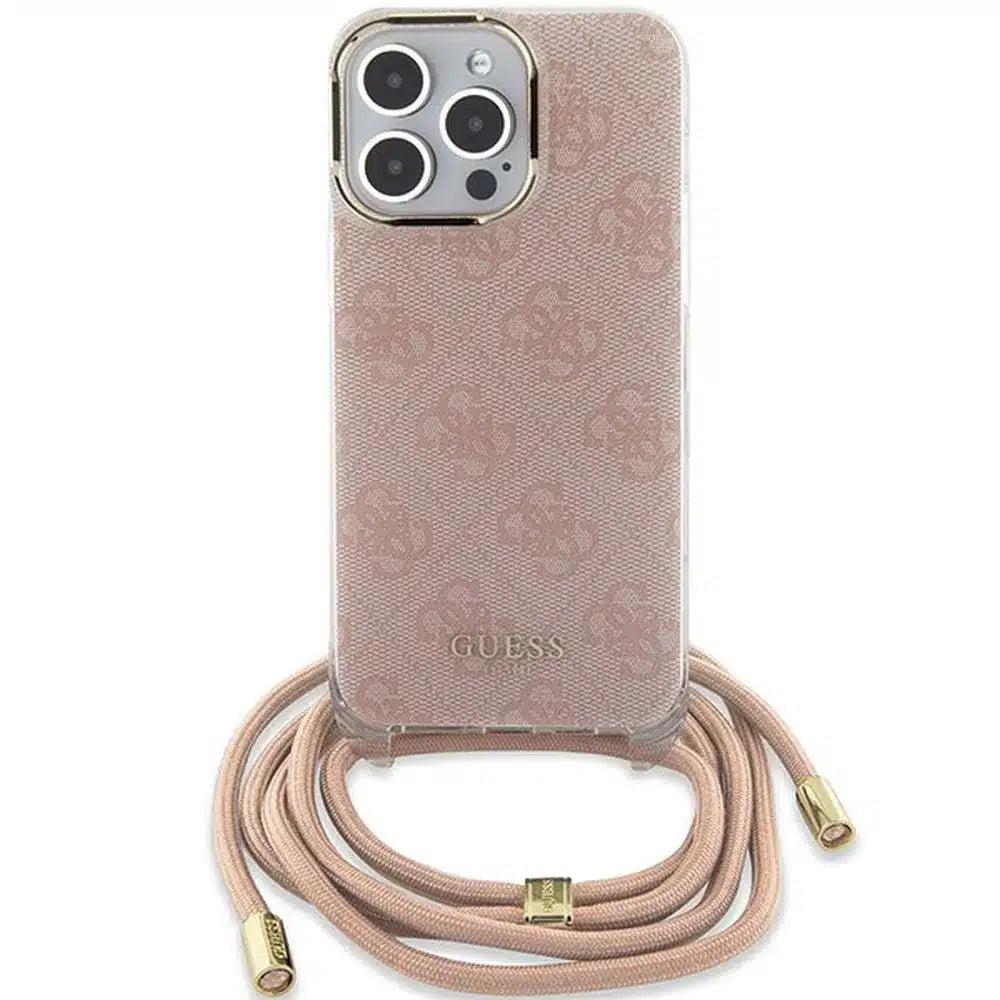 Originální kryt GUESS Hardcase GUHCP15XHC4SEP pro iPhone 15 Pro Max (Crossbody Cord 4G Print / růžový)