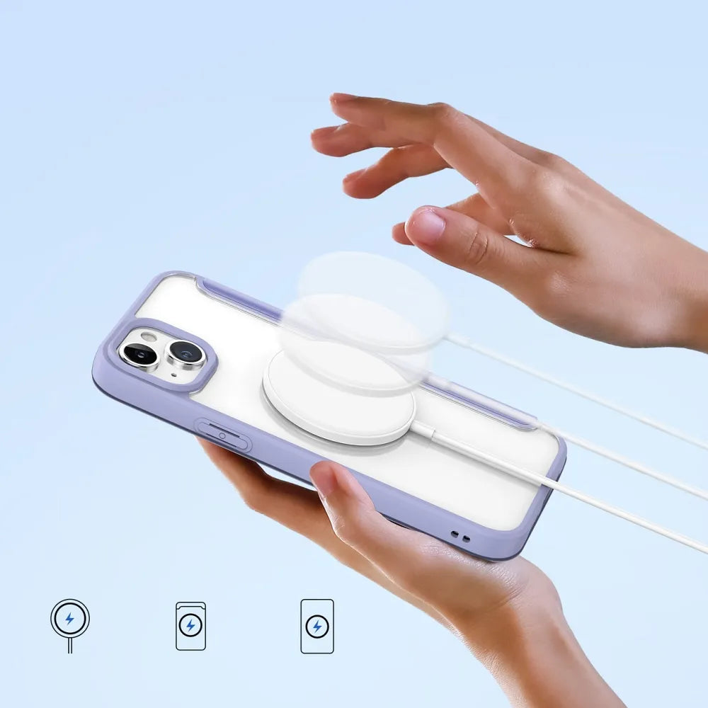 DUX DUCIS Skin X Pro – MagSafe kompatibilní flipové pouzdro pro Apple iPhone 15 Plus fialové