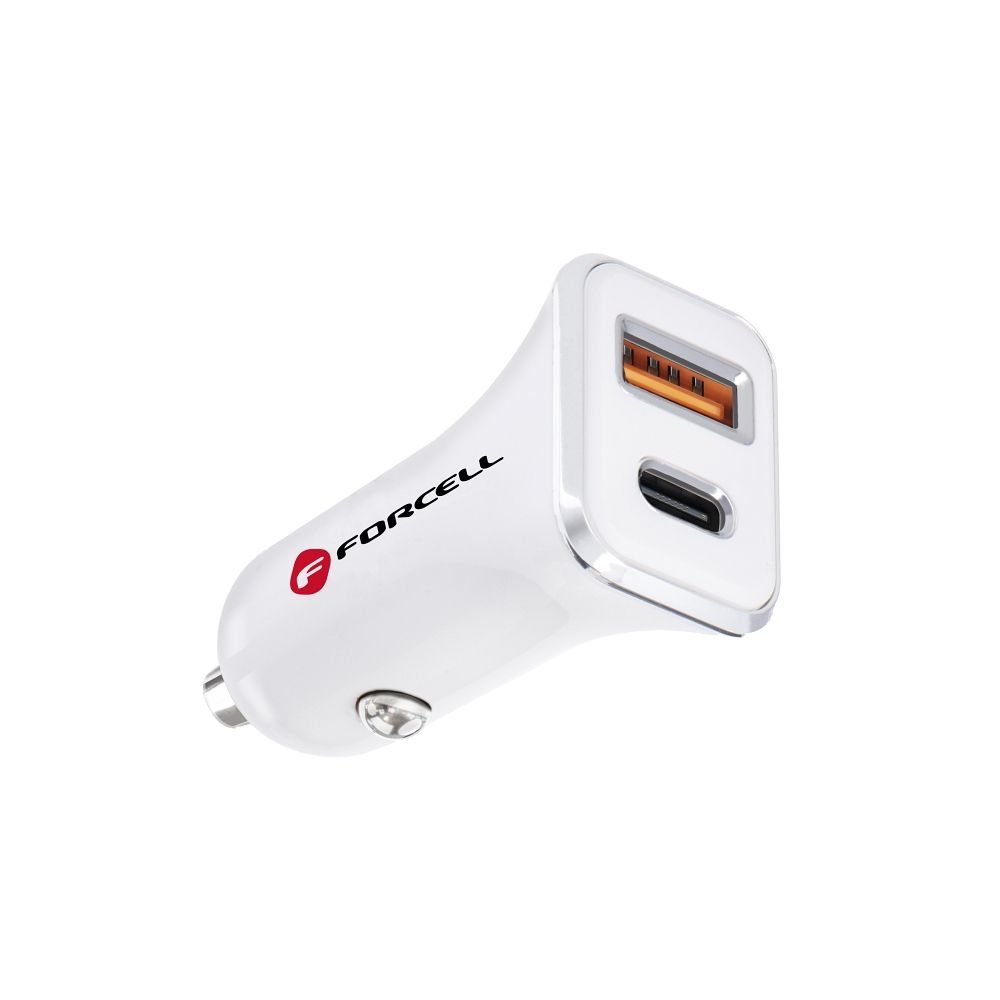 FORCELL autonabíječka USB 3.0 + USB C Quick Charging + Power Delivery PD20W 4A CC-QCPD01 bílá