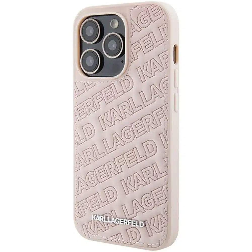 Originální pouzdro KARL LAGERFELD Hardcase KLHCP15LPQKPMP pro iPhone 15 Pro (prošívaný vzor / růžová)