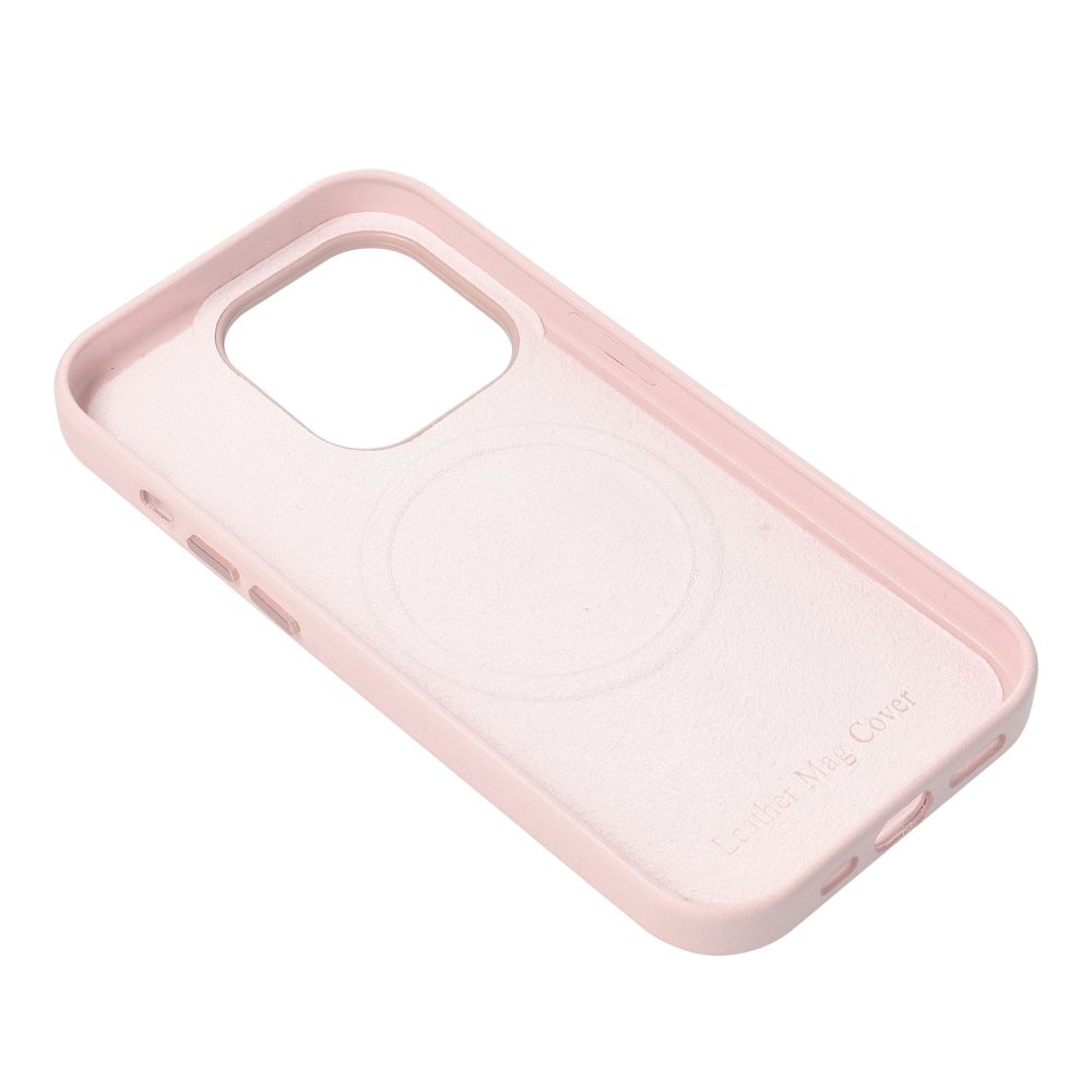Kožené pouzdro Mag Cover pro iPhone 14, pískově růžová