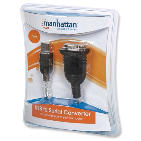 Manhattan 205146 prilagodnik za video kabel 0,45 m USB Tip-A D-Sub (DB-9) Crno, Prozirno