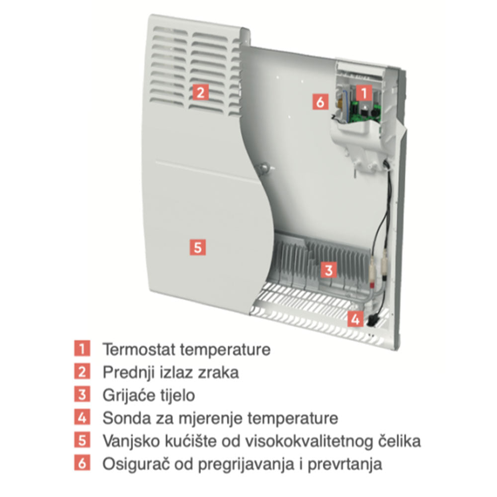 Elektrický nástěnný konvektor ATLANTIC F120 PR 1000W, displej