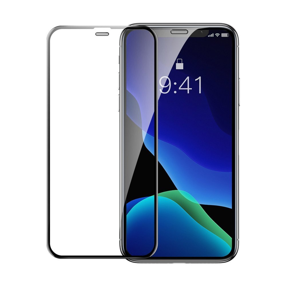 Baseus 2ks zahnuté tvrzené sklo s rámečkem pro iPhone 11 Pro Max / iPhone XS Max