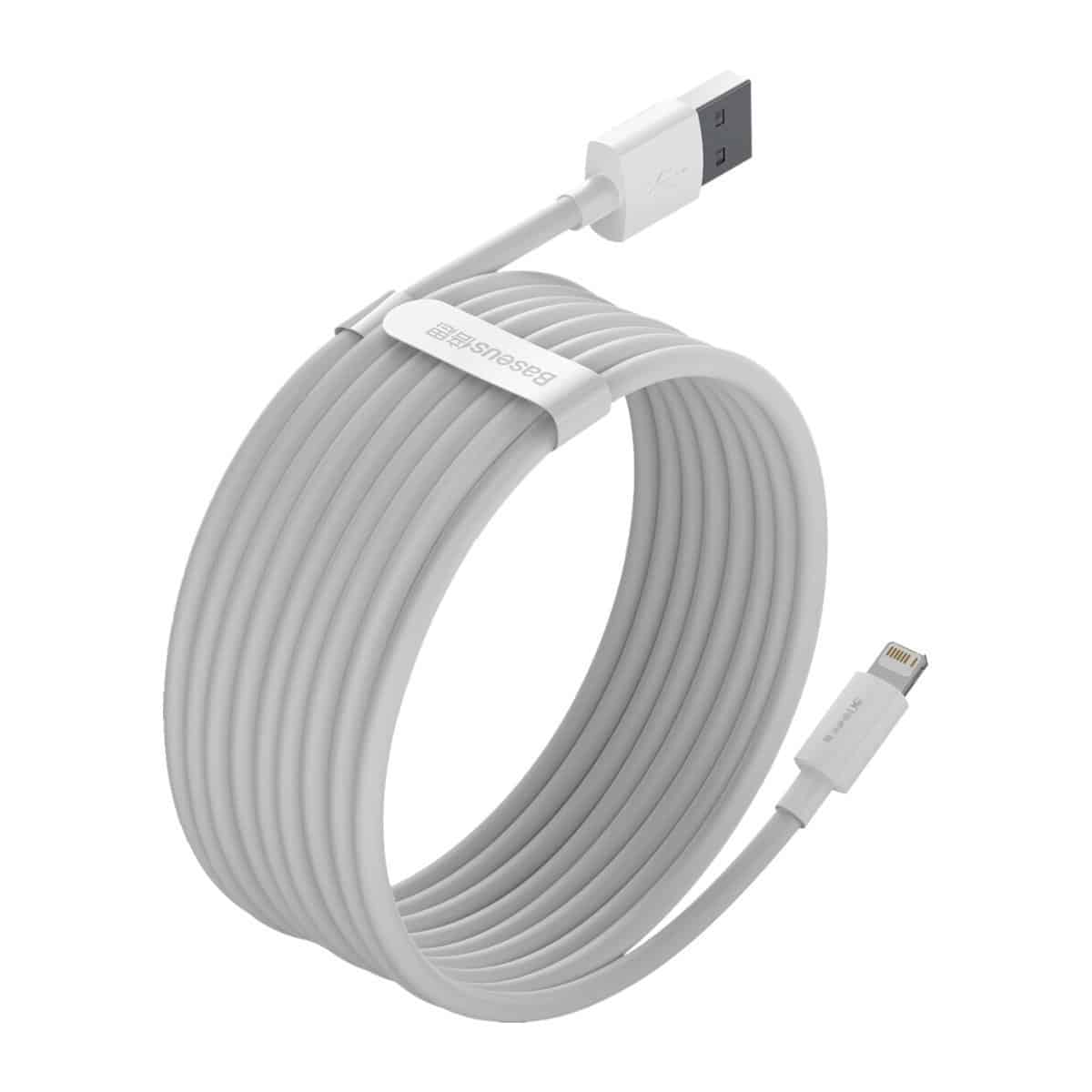 Baseus Simple Wisdom Data Cable Kit USB na Lightning 2.4A (2ks/sada) 1.5m bílý