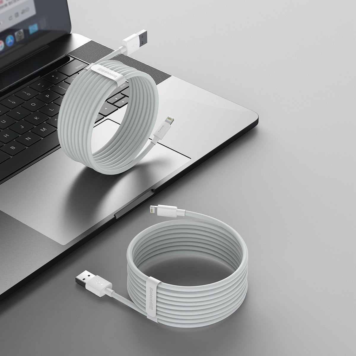 Baseus Simple Wisdom Data Cable Kit USB na Lightning 2.4A (2ks/sada) 1.5m bílý
