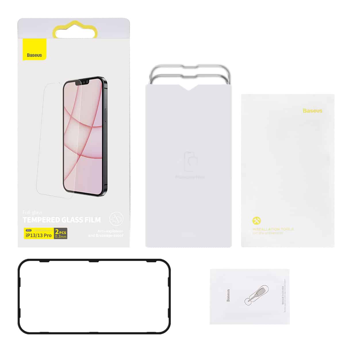 Baseus tvrzené sklo 0,3 mm pro iPhone 13/13 Pro (2ks)