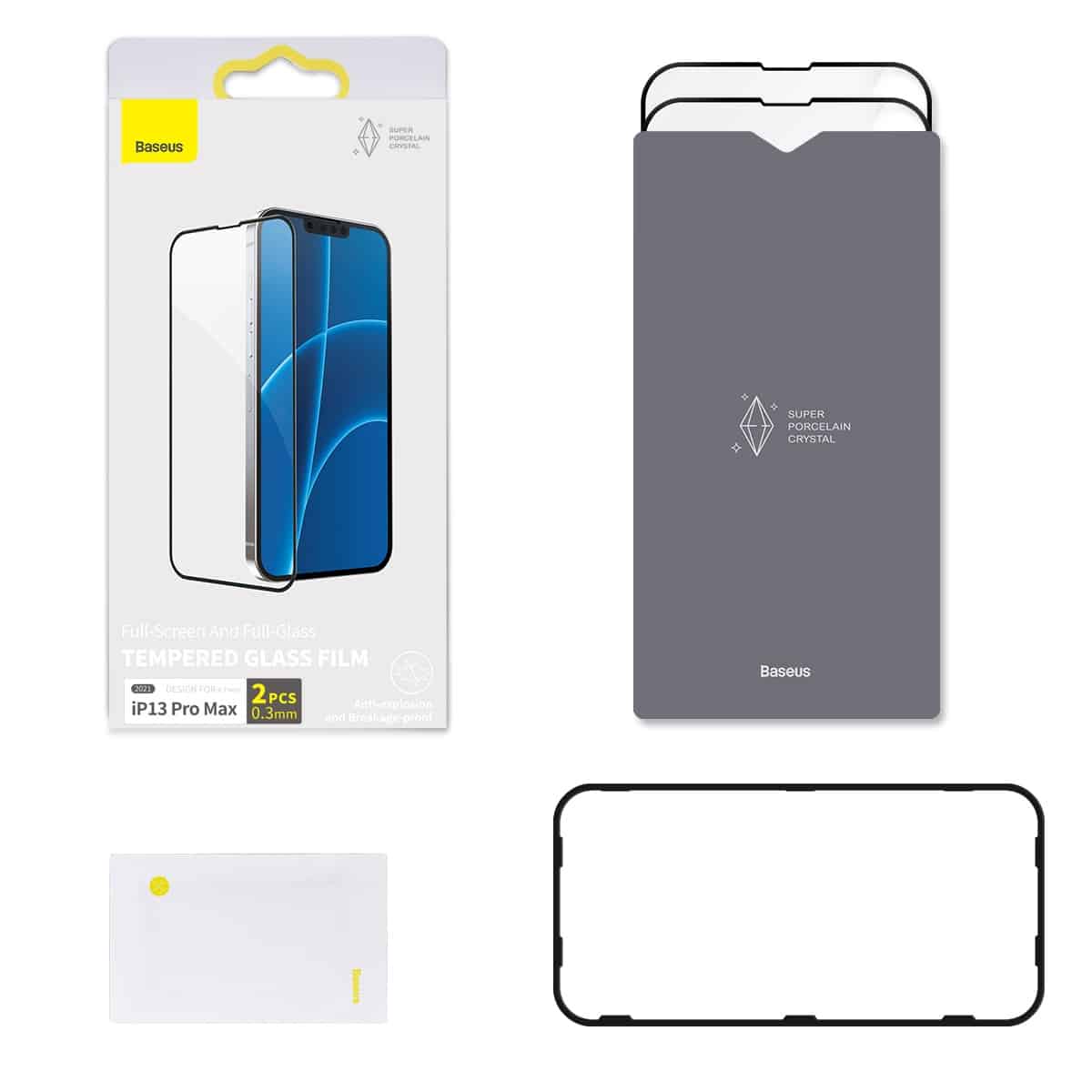 Tvrzené sklo Baseus 0,3 mm pro iPhone 13 Pro Max (2ks)