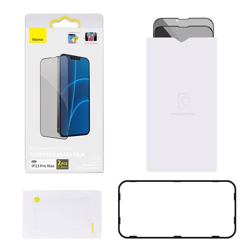 Baseus Tvrzené sklo Anti-spy 0.23mm pro iPhone 13 Pro Max (2ks)