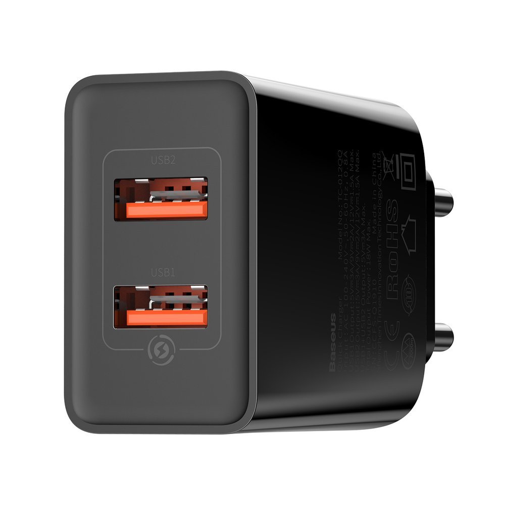 Baseus nástěnná USB nabíječka 2 x USB 18W 3A Quick Charge 3.0