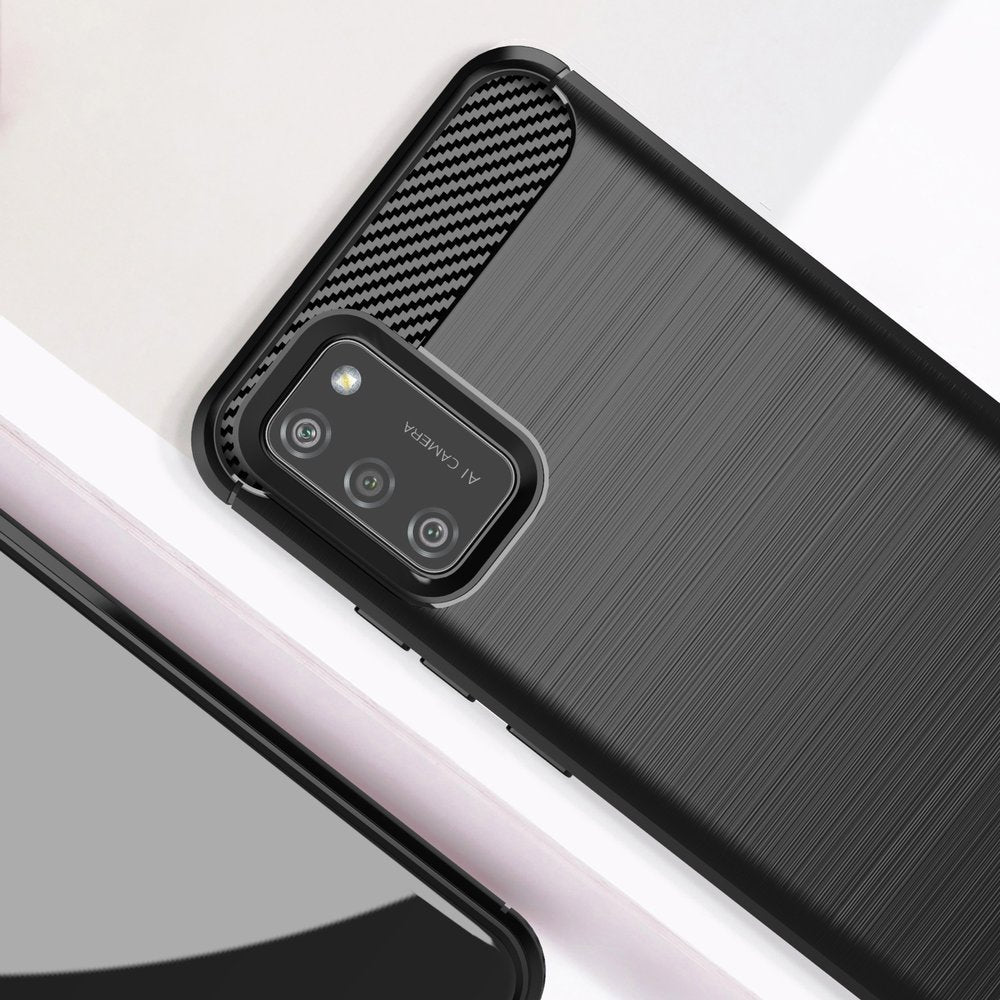 Karbonový kryt Flexibilní TPU pouzdro pro Samsung Galaxy A02s EU černé