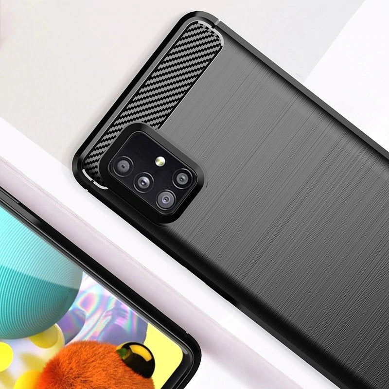 Karbonové pouzdro Flexibilní kryt pro Samsung Galaxy M51 černý