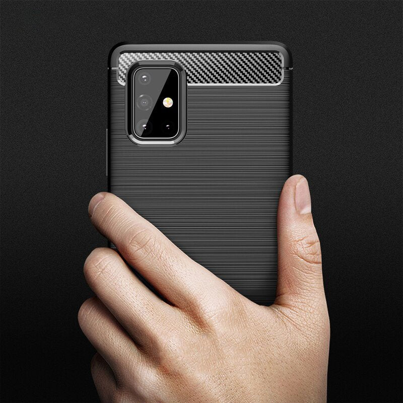 Karbonové pouzdro Flexibilní kryt pro Samsung Galaxy M51 černý