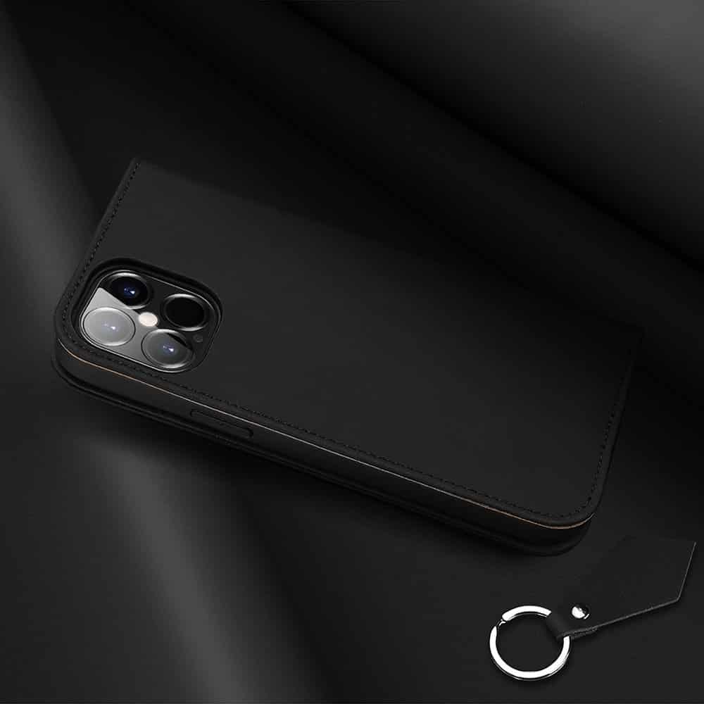 DUX DUCIS Wish Bookcase pouzdro z pravé kůže pro iPhone 12 Pro Max černé