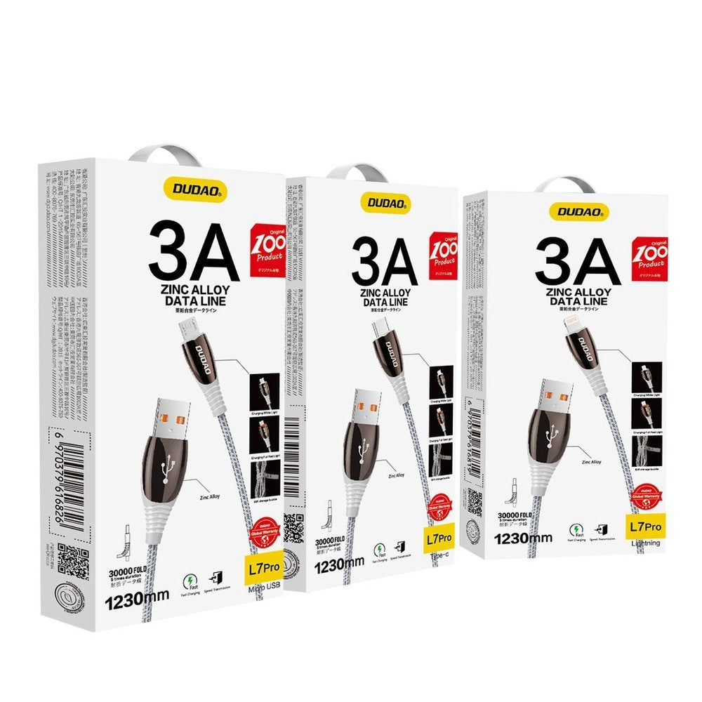 USB Micro pletený kabel 3A pro rychlé nabíjení - 123 cm