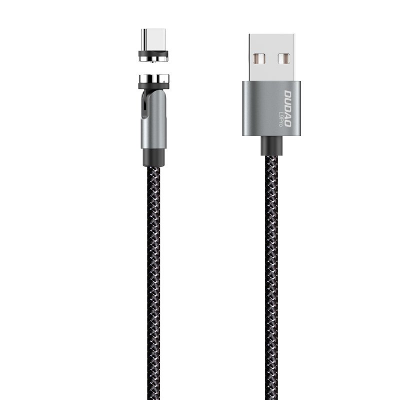 Dudao magnetický USB kabel + sada konektorů Lightning / USB Type C / Micro USB 3A 1m šedý
