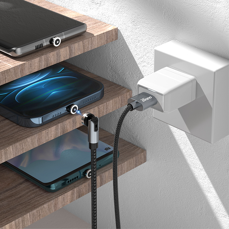 Dudao magnetický USB kabel + sada konektorů Lightning / USB Type C / Micro USB 3A 1m šedý