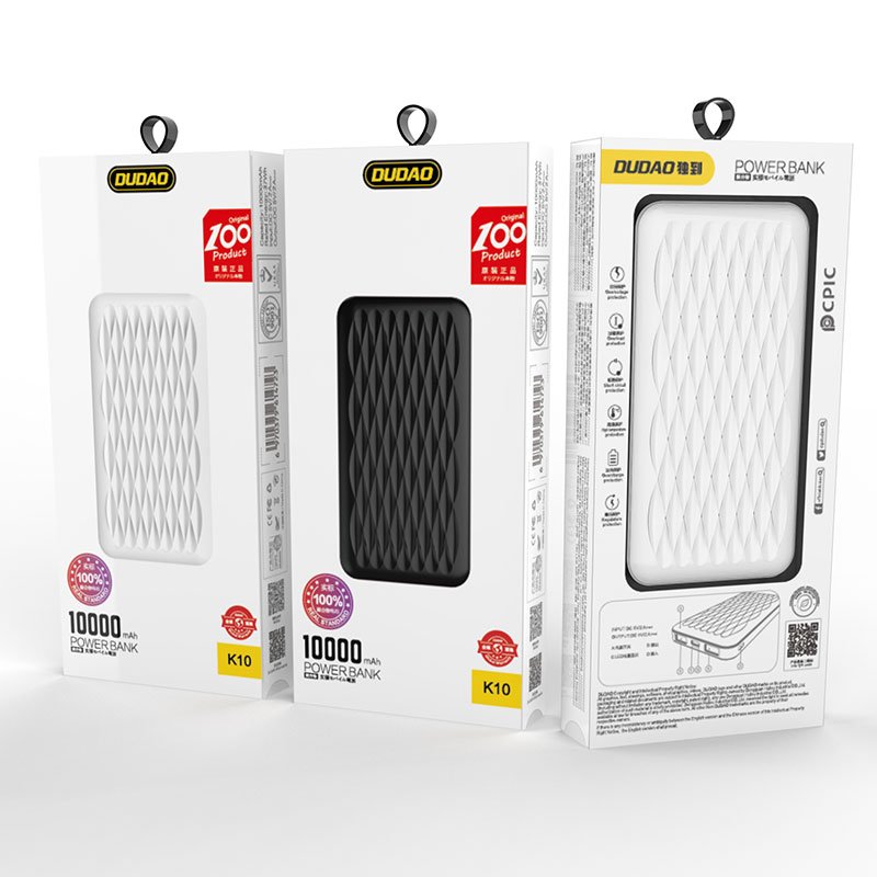 Dudao powerbanka 10000 mAh 2x USB / USB Typ C / micro USB 2 A