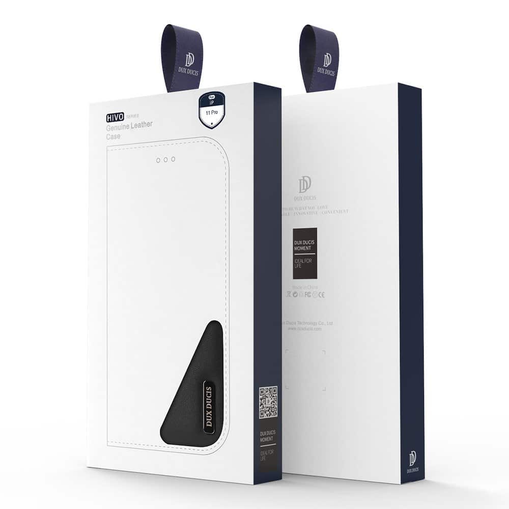 Dux Ducis Hivo flipové pouzdro z pravé kůže pro iPhone 11 Pro Max modré