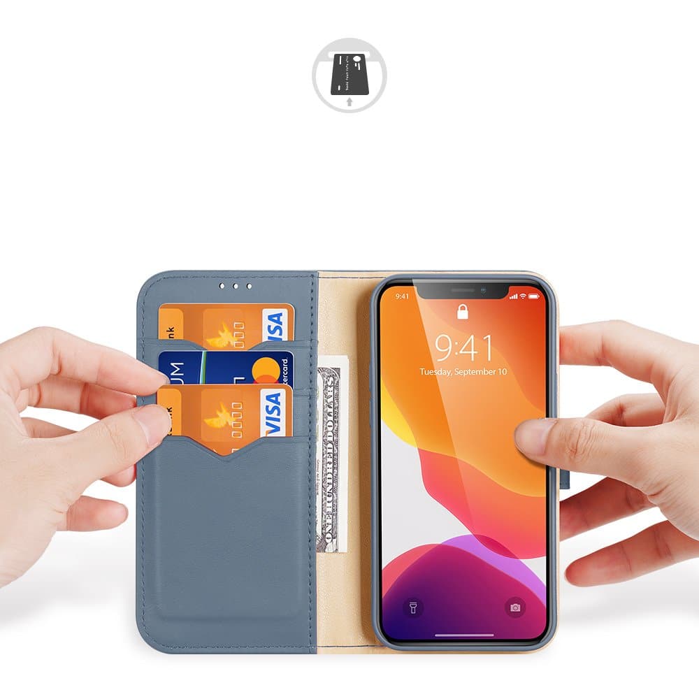 Dux Ducis Hivo flipové pouzdro z pravé kůže pro iPhone 11 Pro Max modré