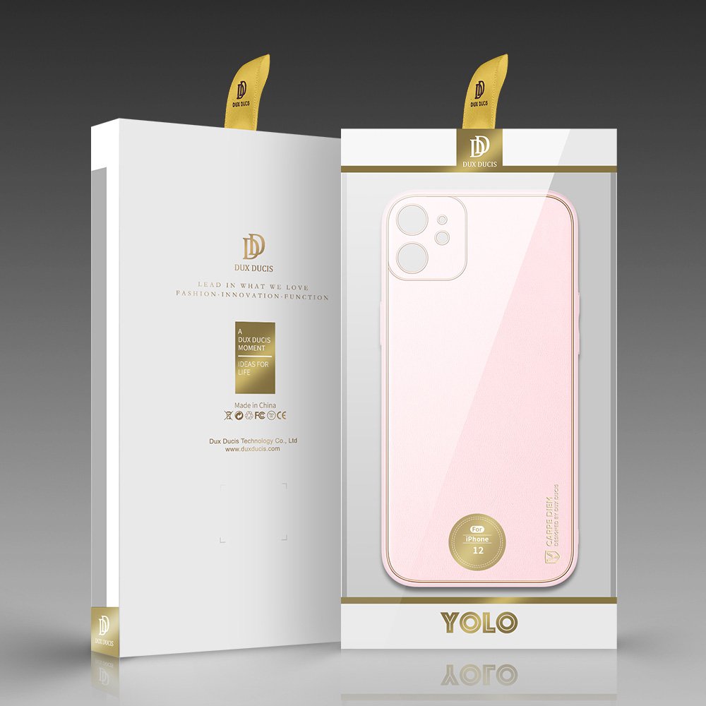 Dux Ducis Yolo elegantno kućište izrađeno od meke TPU i PU kože za iPhone 12 pink boje
