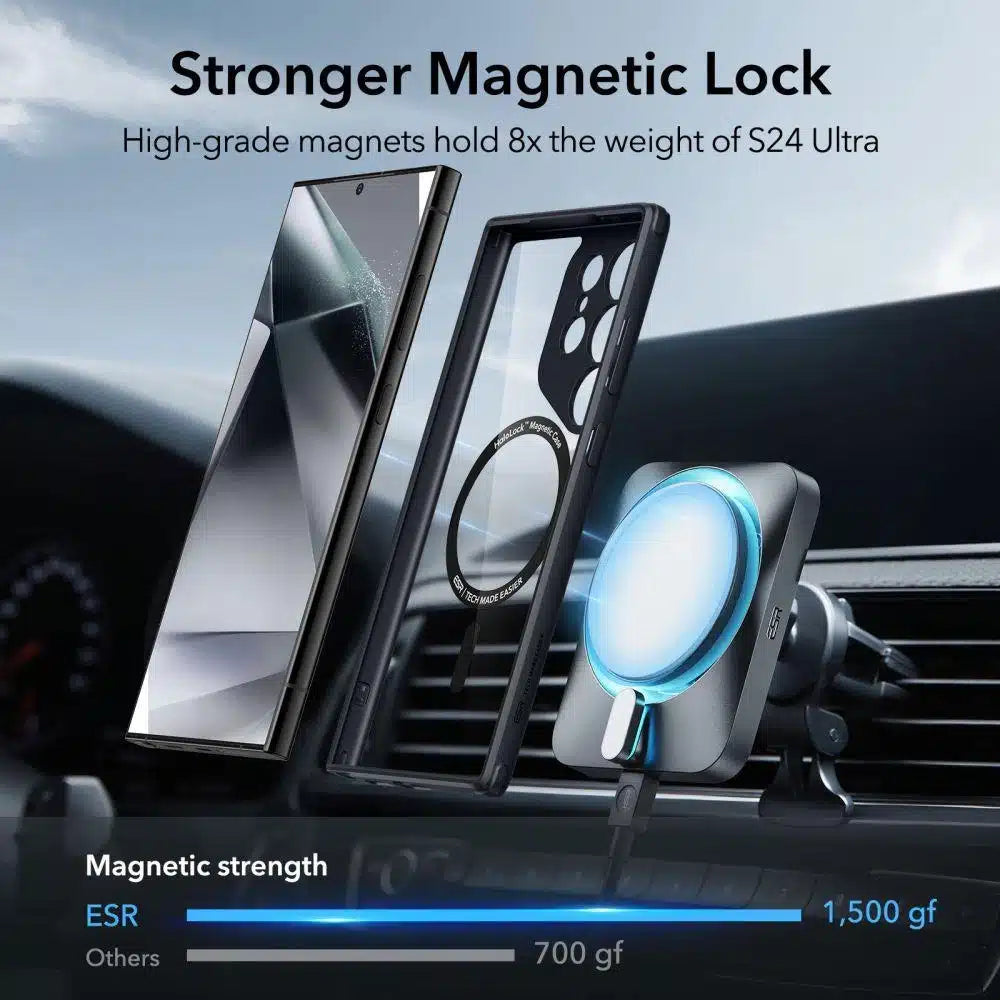 ESR - Classic Hybrid HaloLock kryt pro Samsung Galaxy S24 Ultra - průhledný černý