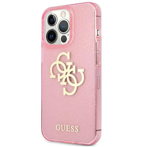 Guess pouzdro pro iPhone 13 Pro růžové hardcase Glitter 4G Big Logo