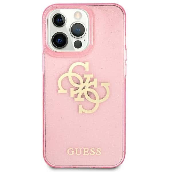 Guess pouzdro pro iPhone 13 Pro růžové hardcase Glitter 4G Big Logo