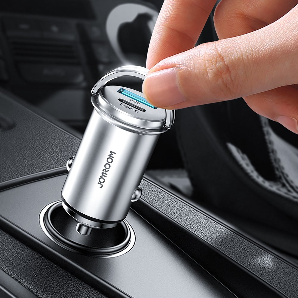 Joyroom mini dual port USB Type C / USB 20 W 5A punjač za automobil Power Delivery Quick Charge 3.0 AFC SCP