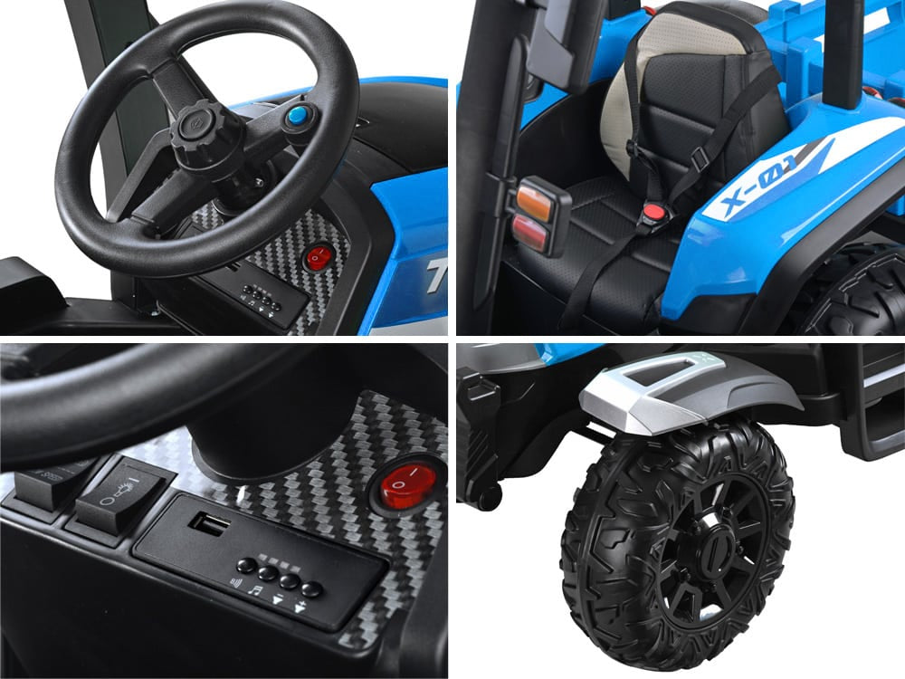 Veliki traktor s prikolicom 4×4 – plavi