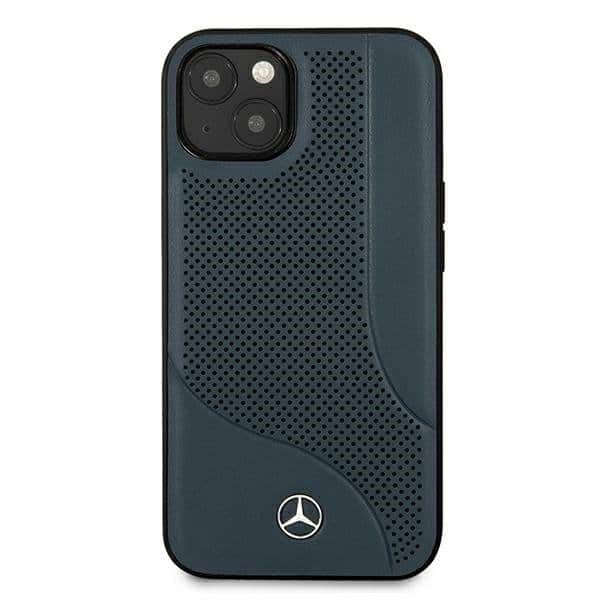 Originální pevné pouzdro Mercedes pro iPhone 13 s perforovaným koženým povrchem