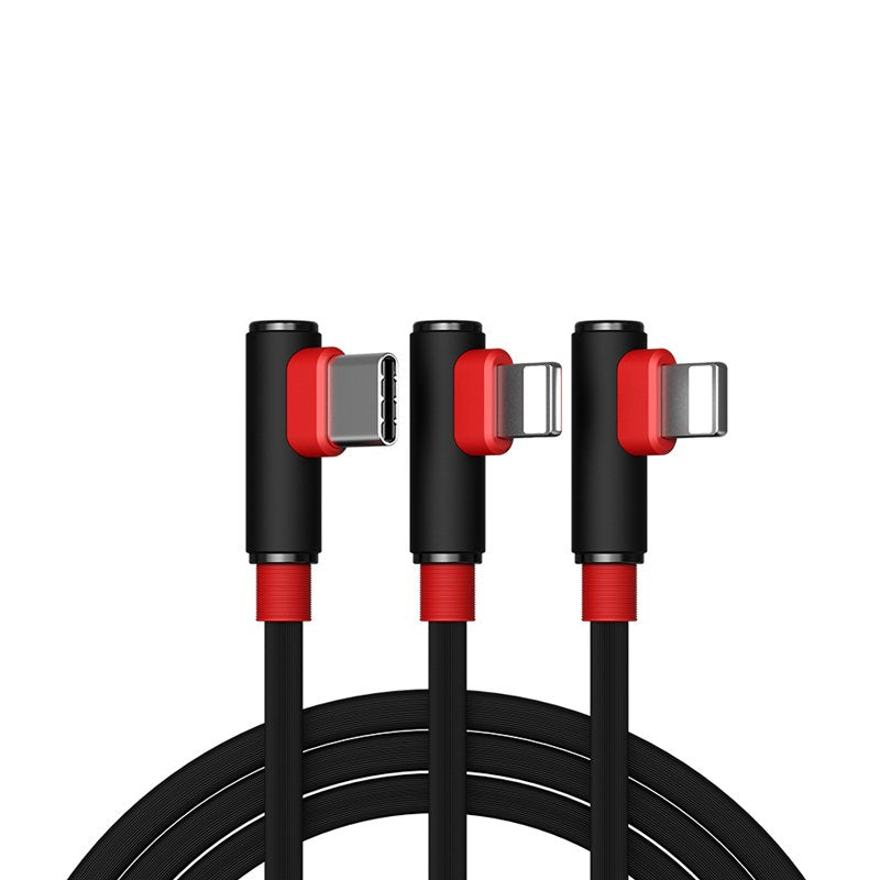 Proda Sparta USB - 2x Lightning / USB Type C úhlový kabel 5A 1m