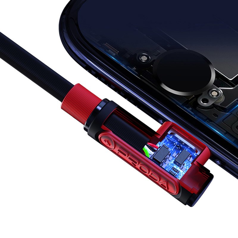 Proda Sparta USB - 2x Lightning / USB Type C úhlový kabel 5A 1m